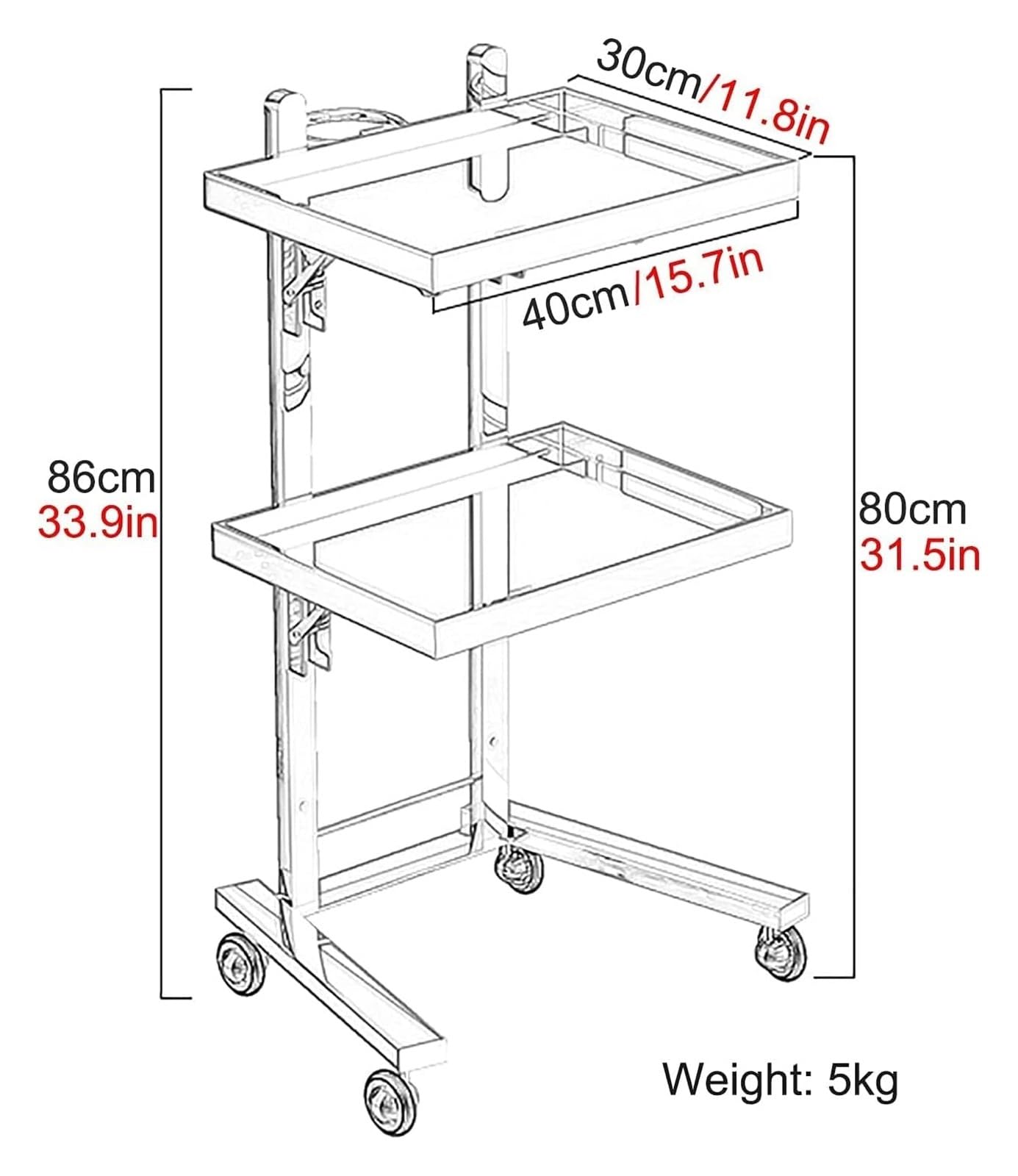 Carrito de peluquería Gold Salon Trolley - Carrito utilitario con ruedas de metal para peluquería y servicios de belleza - Carrito de almacenamiento plegable de 3 niveles, carrito móvil para herrami