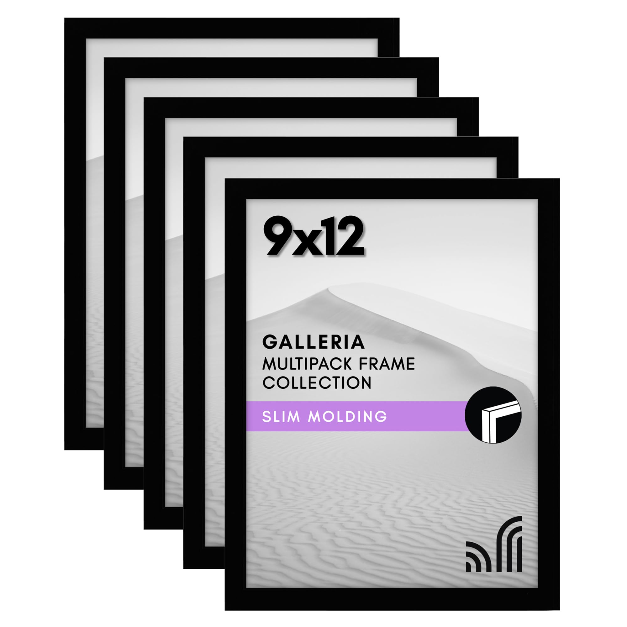 Americanflat 9x12 Picture Frame Set of 5 in Black - Picture Frames Collage Wall Decor with Plexiglass Cover and Hanging Hardware - Gallery Wall Frame Set for Horizontal or Vertical Display