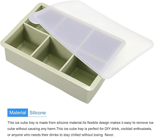 Miniatura 4 de MECCANIXITY Molde para cubitos de hielo, bandeja de silicona para cubitos de hielo de 6 x 2 pulgadas con tapa para cóctel, jugo, bebida casera