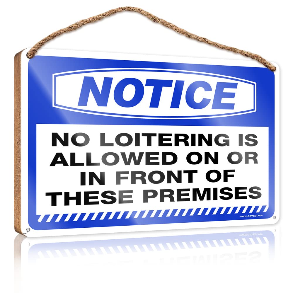 FZFN Door Sign For Bedroom Notice No Loitering Is Allowed On Or In Front Of Wooden Sign Wall Hanging Decor Sayings Farmhouse Bathroom Sign(15X28CM)