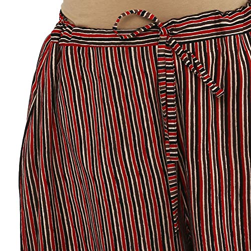 Image of Yash Gallery Women's High Rise Cotton Striped Loose Palazzo