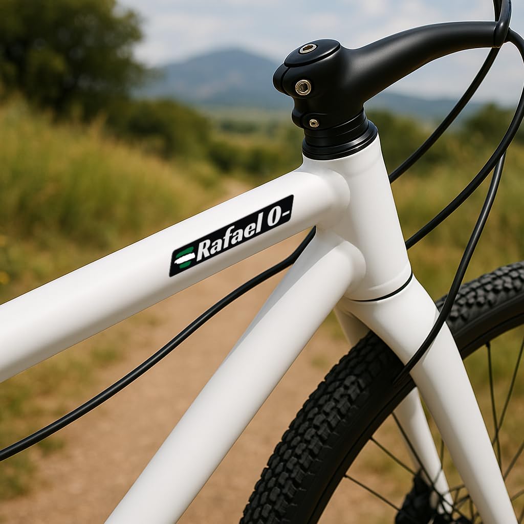 6 x Pegatina Personalizada Bandera España Nombre Vinilo. Adhesivo Impermeable para Bici Moto Casco Botella. Sticker Resistente Personalizable para Superficies Lisas Interiores y Exteriores