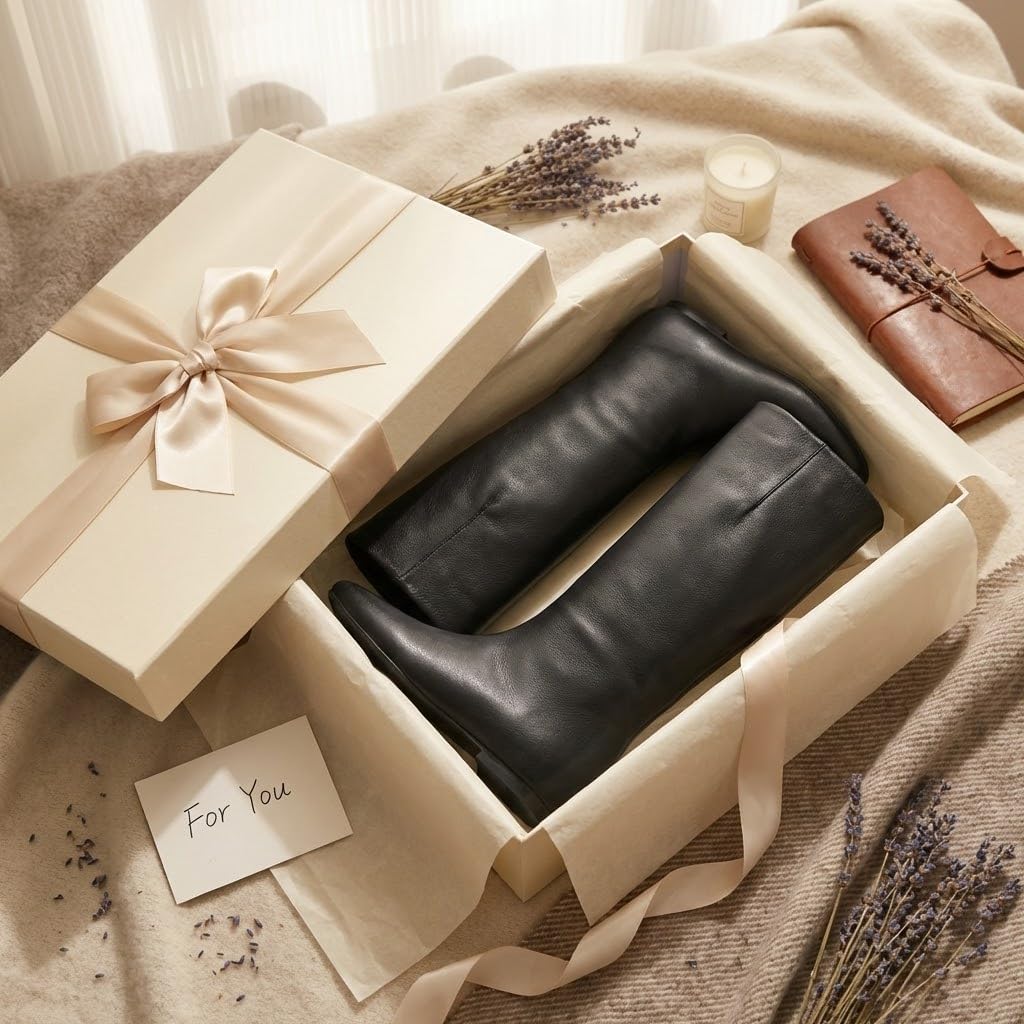 Women's Mid Calf Slouch Boots Low Heel Pull On Round Toe Soft Vegan Leather Knight Booties - Slimming Center Seam Design for Winter Fall