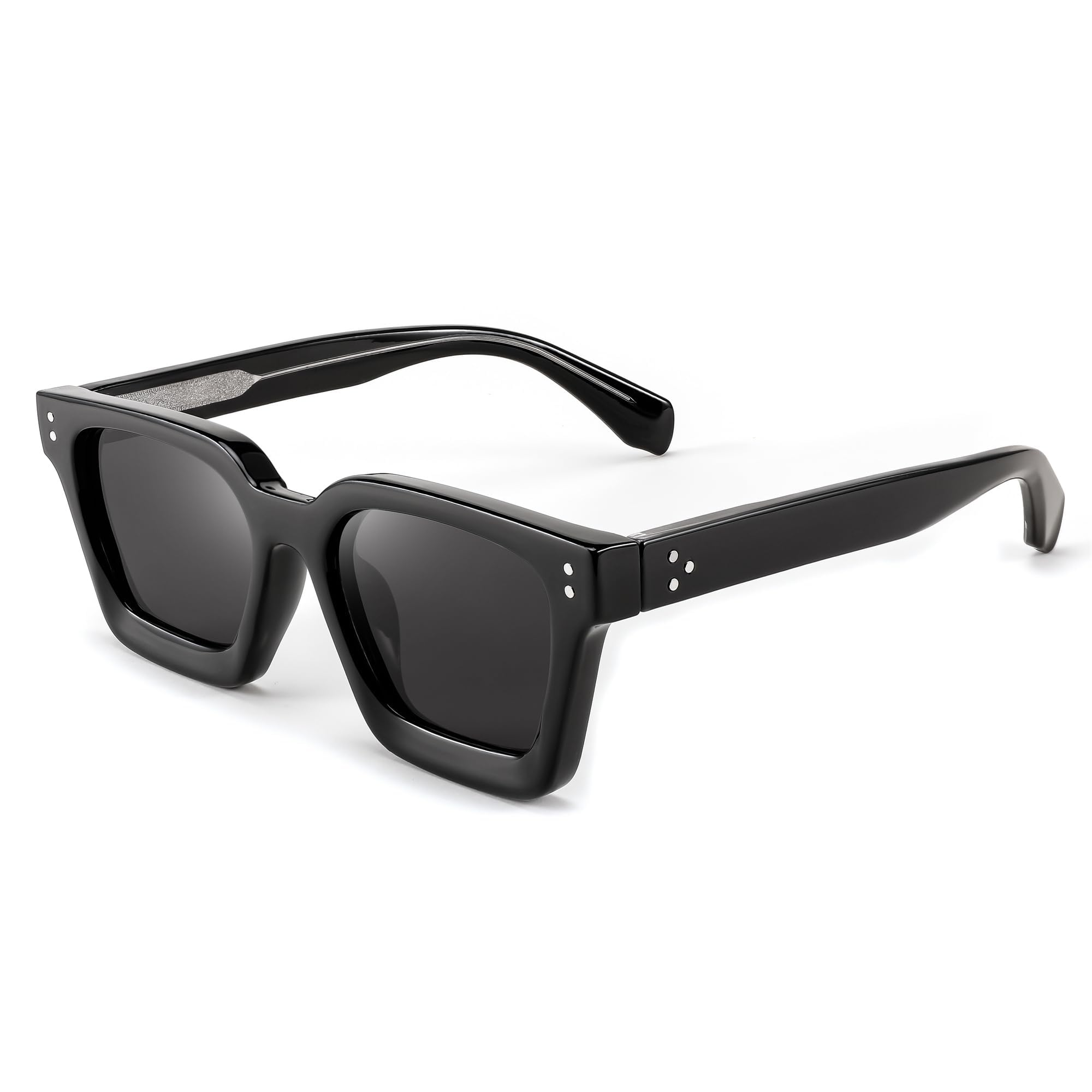 Sunglasses Men Women Polarized, Chunky Square Thick Frame, Rectangle UV400 Shade Sun Glasses E1103-image-14
