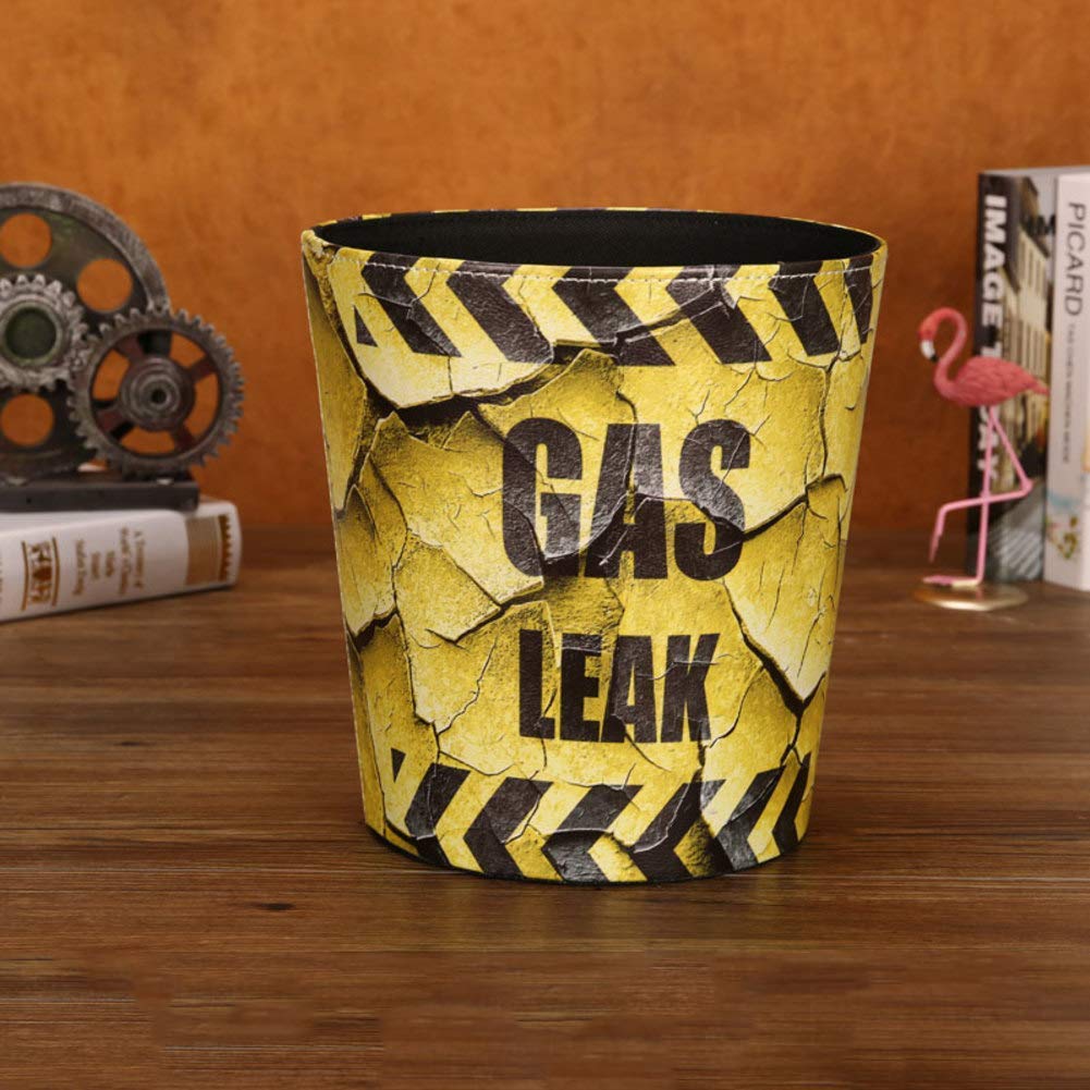 LXTIN Trash Bins Pu Leather Trash Can Without Lid,round Vintage Waste Bin Household Waste Paper Basket European Creative Rubbish Bin-f 25x27cm(10x11inch)