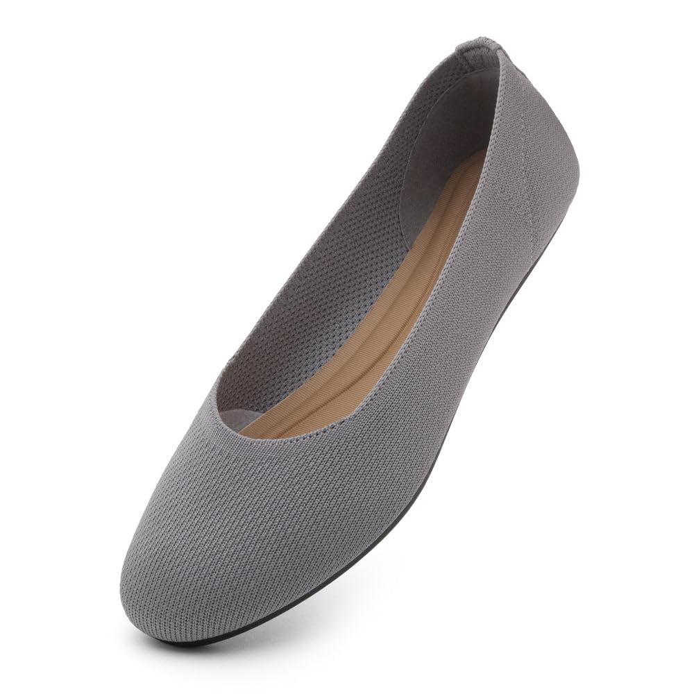 Shoe Land Flats for Women – Knit Ballet Flats, Foldable Slip-On Lightweight Dress Shoes with Memory Foam, Comfortable Round Toe for Work, Travel &