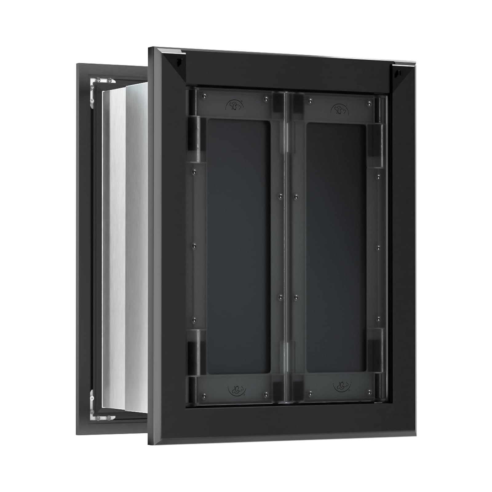 Large Dog Door for Wall,Heavy Duty Dog Door with Aluminum Frame and Telescoping Tunnel, Pet Door for Wall with Magnetic Flap Design and Two Sliding Lock Panels,Up to 120lbs,Black.