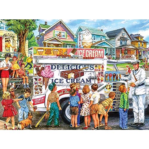 RoseArt - Back to The Past - Ice Cream Truck Day - 750 Piece Jigsaw Puzzle for Adults