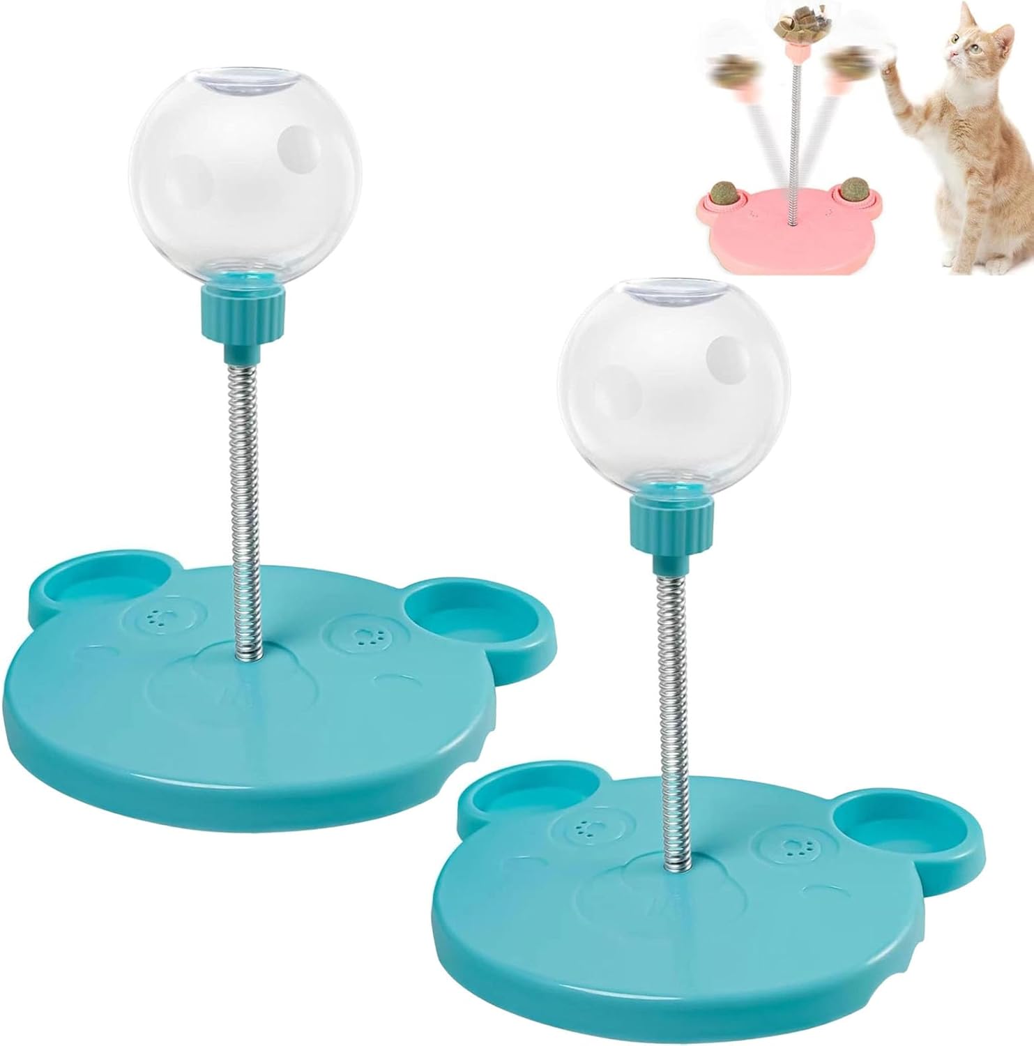Leaking Treats Ball Pet Feeder Toy, Pet Toy Treat Dispenser,Interactive Pet Toy,Slow Feeder,Funny Pet Leaking Ball Cat Dog Slow Feeders,Feeder for Cats & Dogs for Hunting Chasing and Exercise (Mix*2)