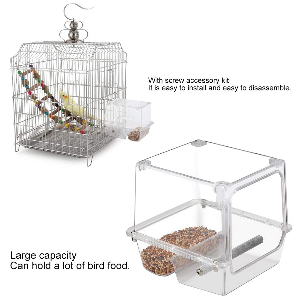 GOTOTOP Mangiatoia Automatica per Uccelli, Mangiatoia per Uccelli in plastica Trasparente Grande Contenitore per Alimentatore per Sementi Accessori per Gabbia per Persico per Pappagalli