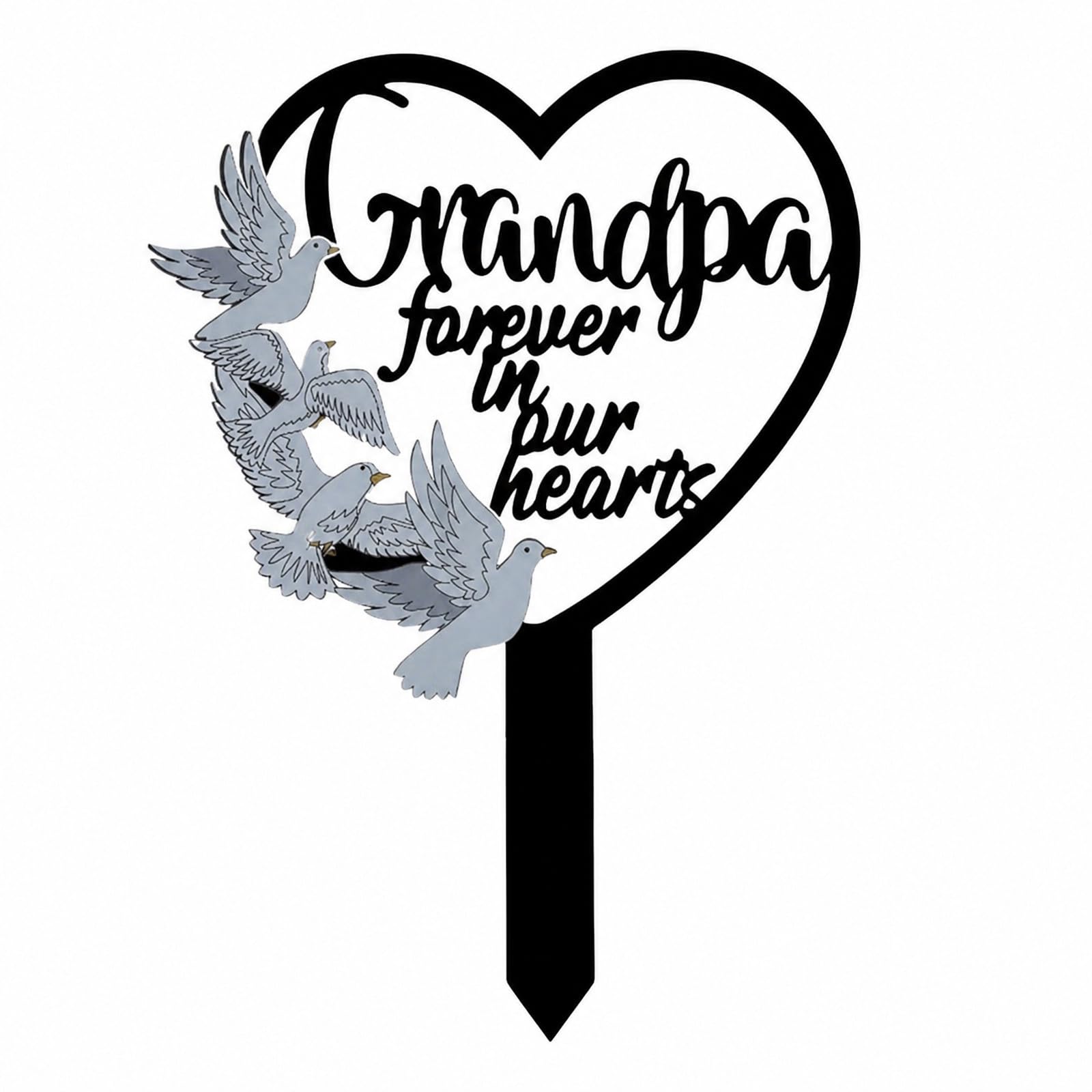 Grandpa Memorial Stake - Grave Dove Decorations, Metal Waterproof Sympathy Marker for Cemetery Tombstone Memorial Garden, Memorial Gifts for Loss of grandpa Fade & Rust Resistant Grave Ornament