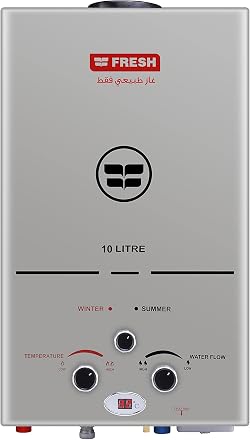 Fresh natural Gas Water Heater 10 liter Silver