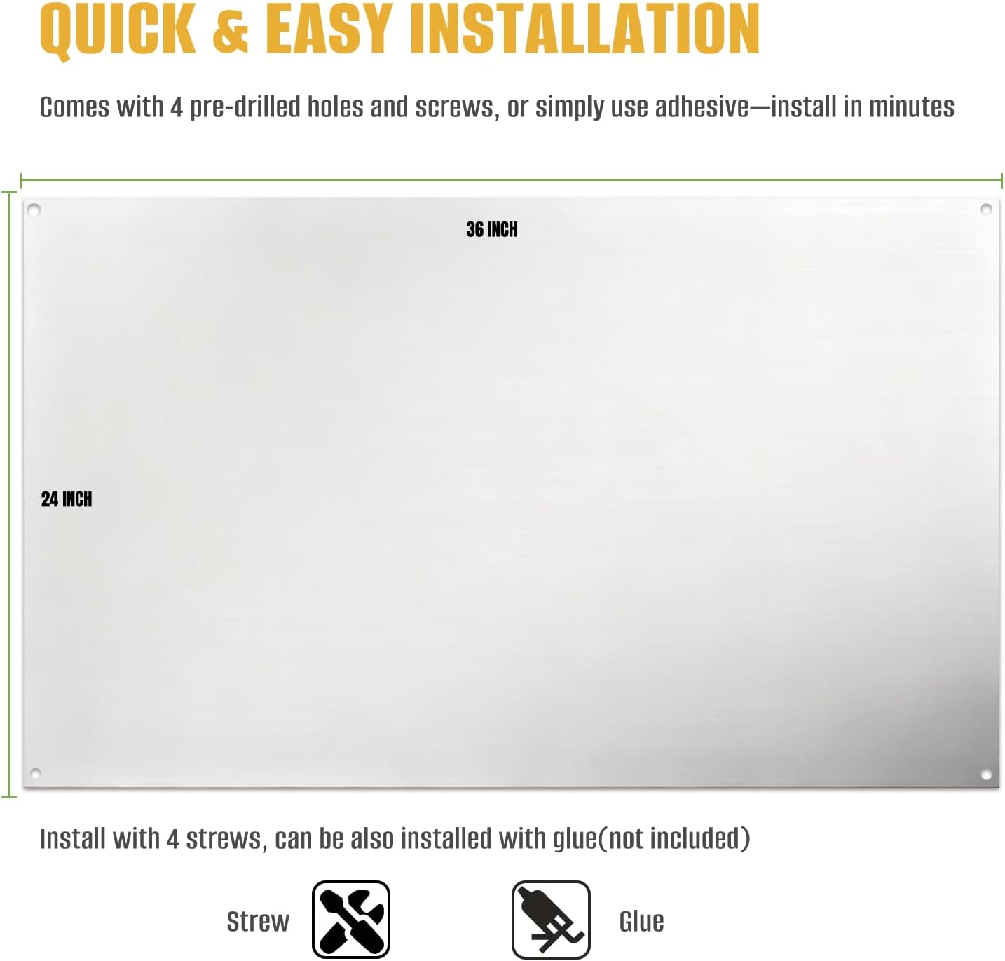 Simetro 24" x 36" Magnetic Stainless Steel Stove Backsplash, Brushed Metal Wall Protector for Kitchen, Ultra Flat Splatter Guard Panel with 4 Pre-Drilled Holes, Easy to Install & Clean, Heat Resistant