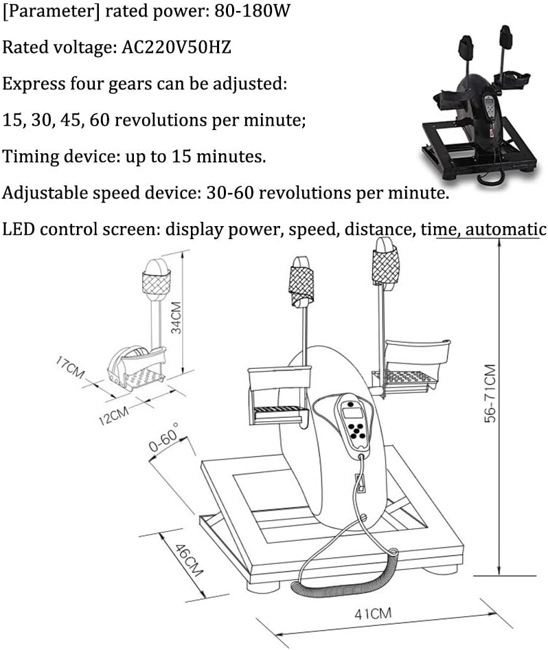 Rehabilitation Trainer, Active and Passive Upper and Lower Limb Rehabilitation Device LED Control Screen Express Four-Speed Adjustableelderly/Disabled Fitness Maine