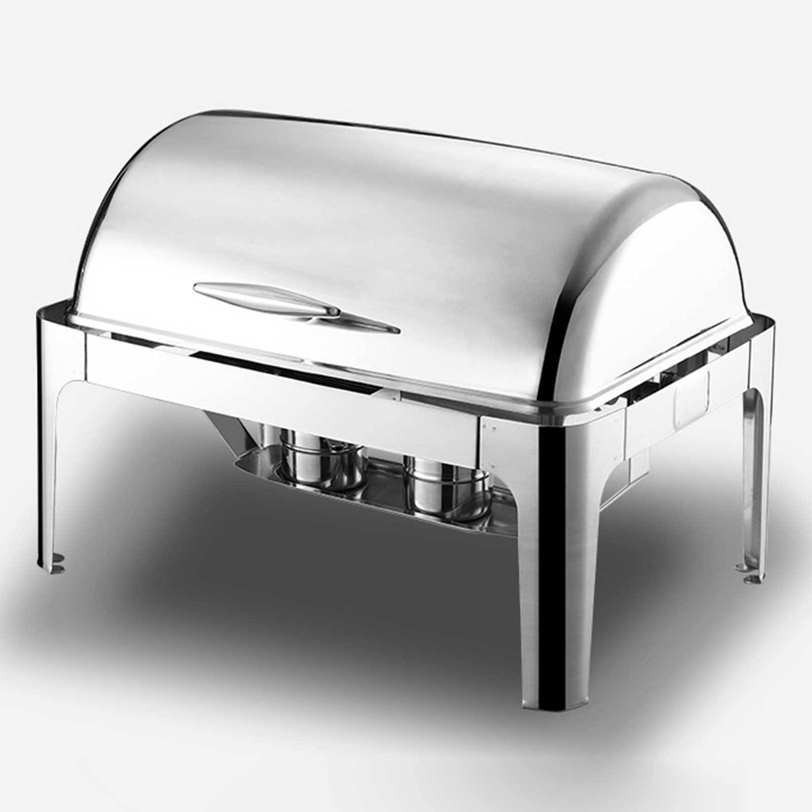 Juego de platos de acero inoxidable para bufé, juego de calentador rectangular de catering con bandejas, sartén y tapa para cocina, fiesta y banquete