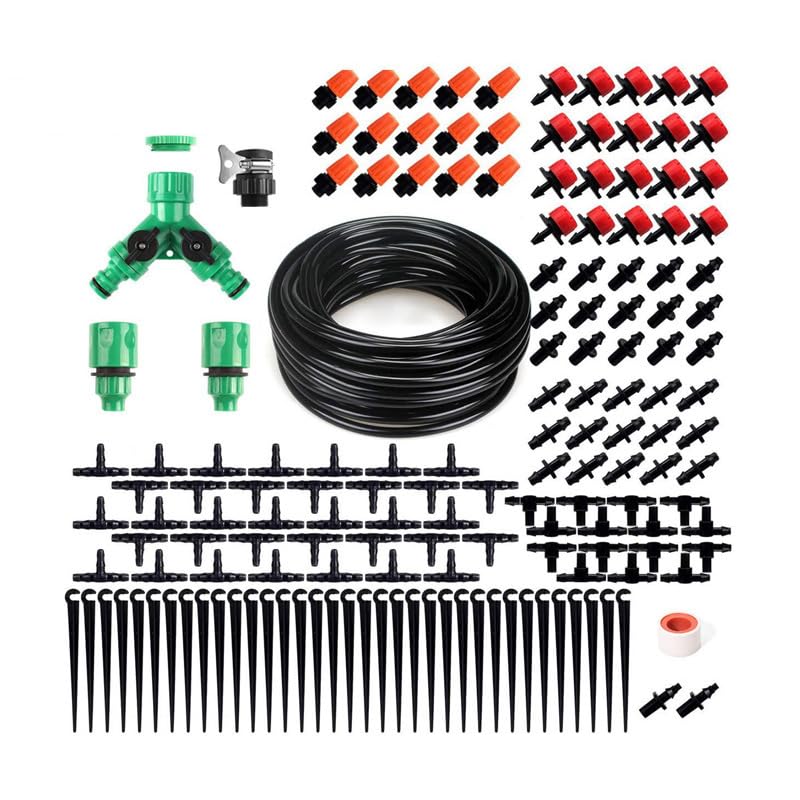 FAMILY'S BACKYARD 131FT Drip Irrigation System,Irrigation System for Garden Watering System,drip Irrigation kit1/2inch to 1/4inch Irrigation Tubing