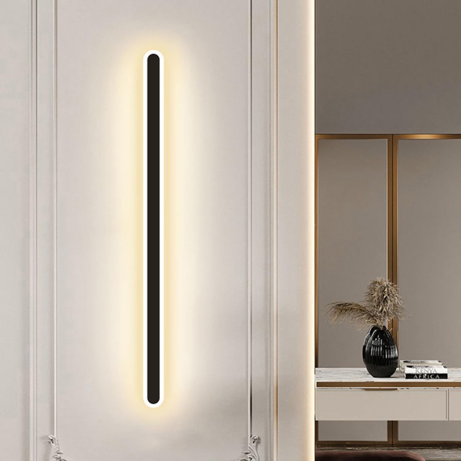 Lámpara de pared con sensor de movimiento interior de aluminio plateado 100cm estética premium 8