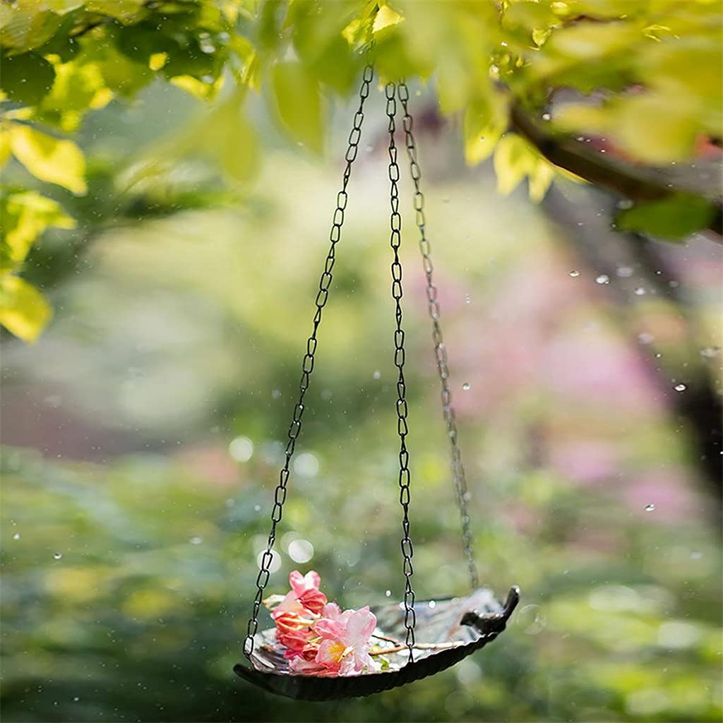 Poidło dla ptaków Karmnik dla ptaków Półka w kształcie liścia Wisząca żelazna taca Dekoracja ogrodu Outdoor Indoor Narzędzia do karmienia zwierząt Akcesoria dla ptaków