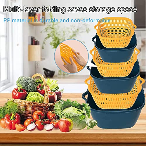 Linbonio 6 Pack Vegetable Basket, 2 In 1 Drain Colander Colander Set, Strainer Basket For Draining Fruit Vegetable Noodles #TOP4
