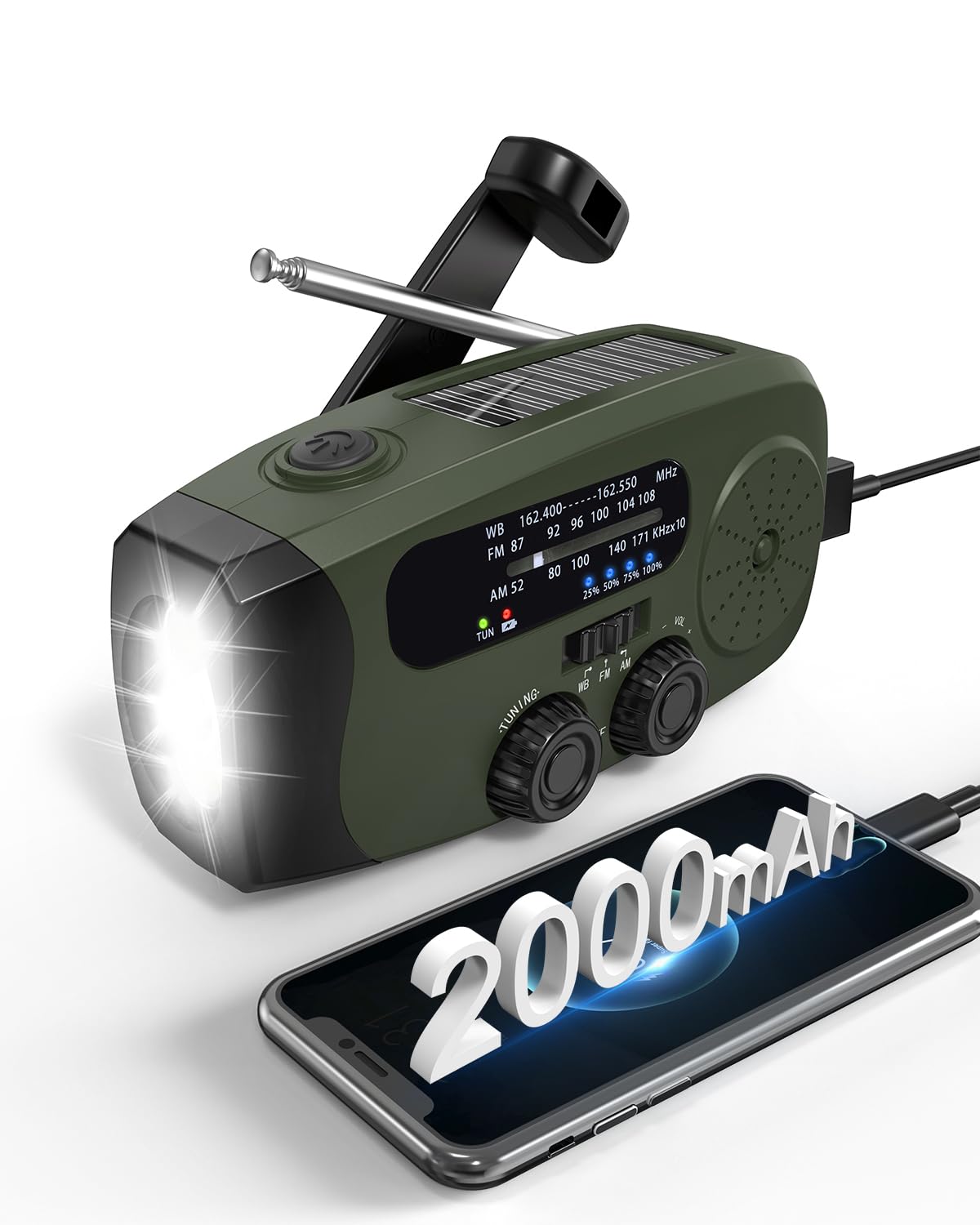 Hand Crank Radio with AM/FM/NOAA Weather Bands,for Emergencies, Camping