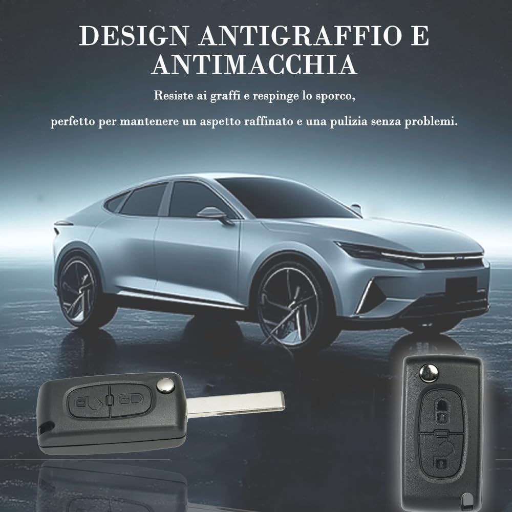 SUPALAND Guscio Chiave di Ricambio CE0523 HU83 2 Tasti Per Telecomando Auto Compatibile con Peugeot 207 307 308 407 408 3008 5008 Citroen C2 C3 C4 C5 C6 C8