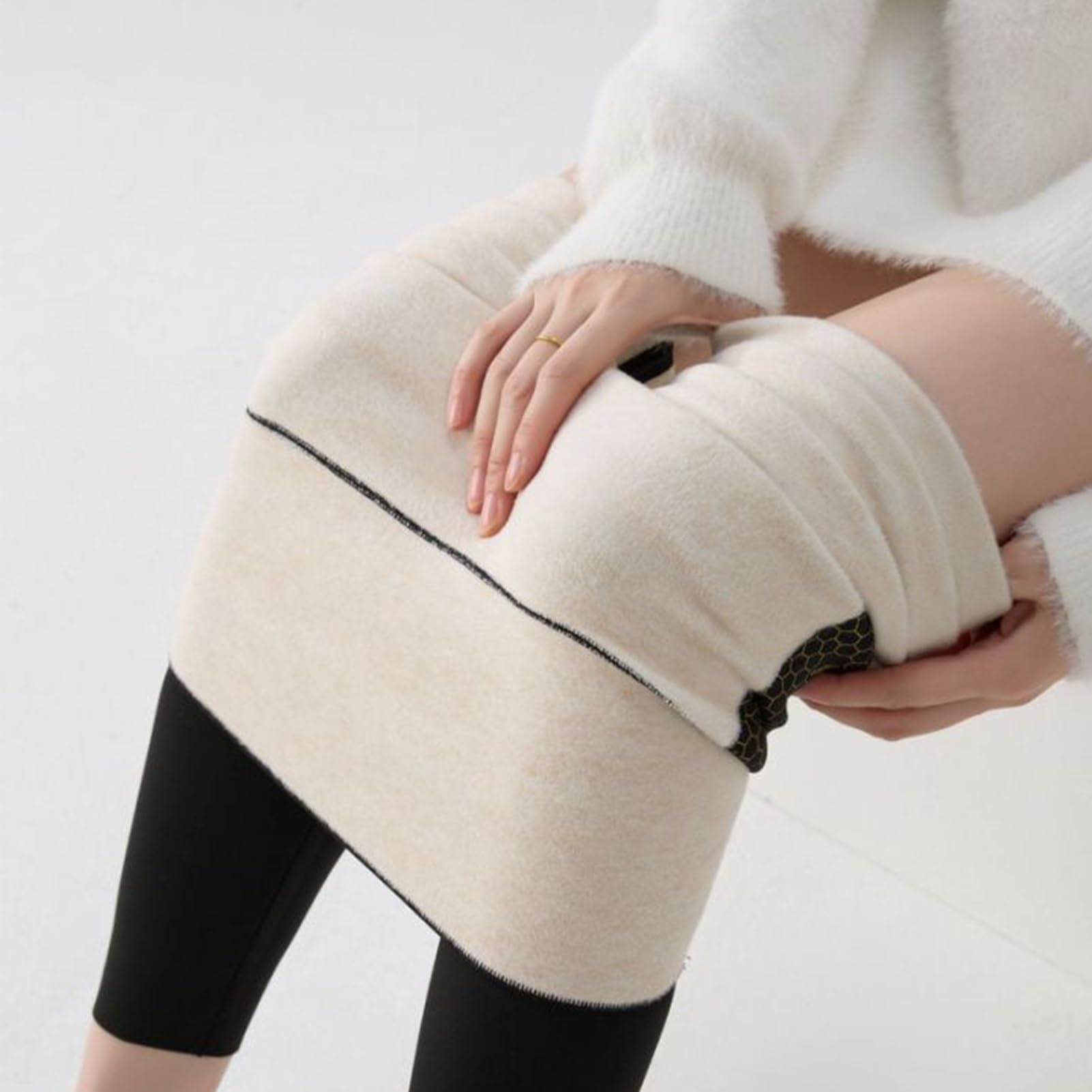 TOSOFT Collant Foderati In Pile Taglie Forti Donna Addensato A Vita Alta Yoga Fitness Leggings Neri Pantaloni Intimi Termici