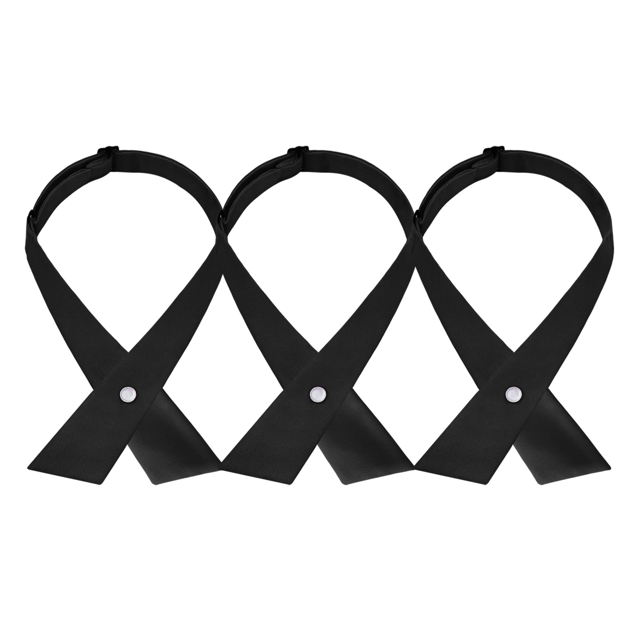 Women/Men Cross Bow Tie, Pre Tied Crossover Necktie For Janpanese School Girl JK & JC Uniform or Cosplay W-B-T2, Y- a Black - 3 Packs, One size