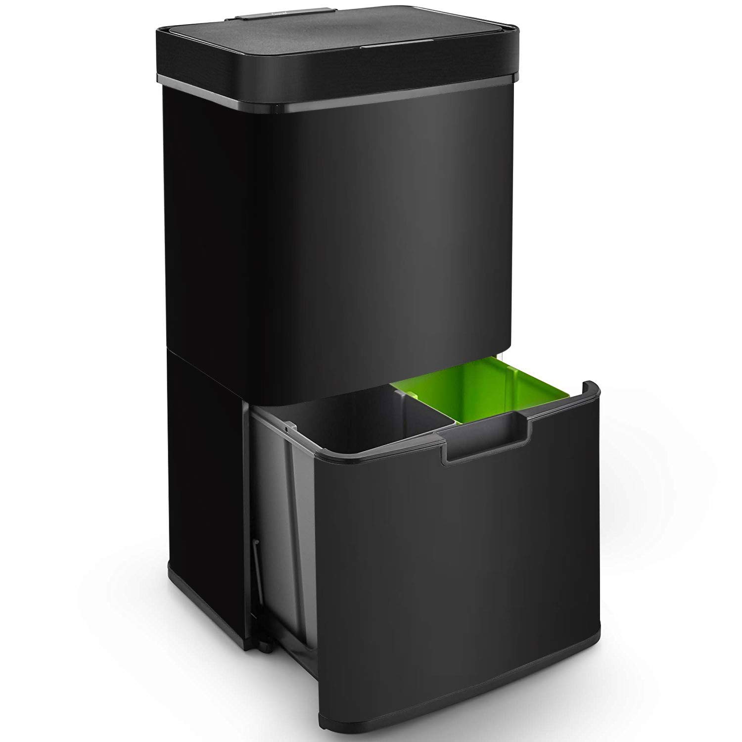 CAYNEL Pro Trash Can for KitchenLarge 16.3 Gallon Rubbish Capacity (Black)