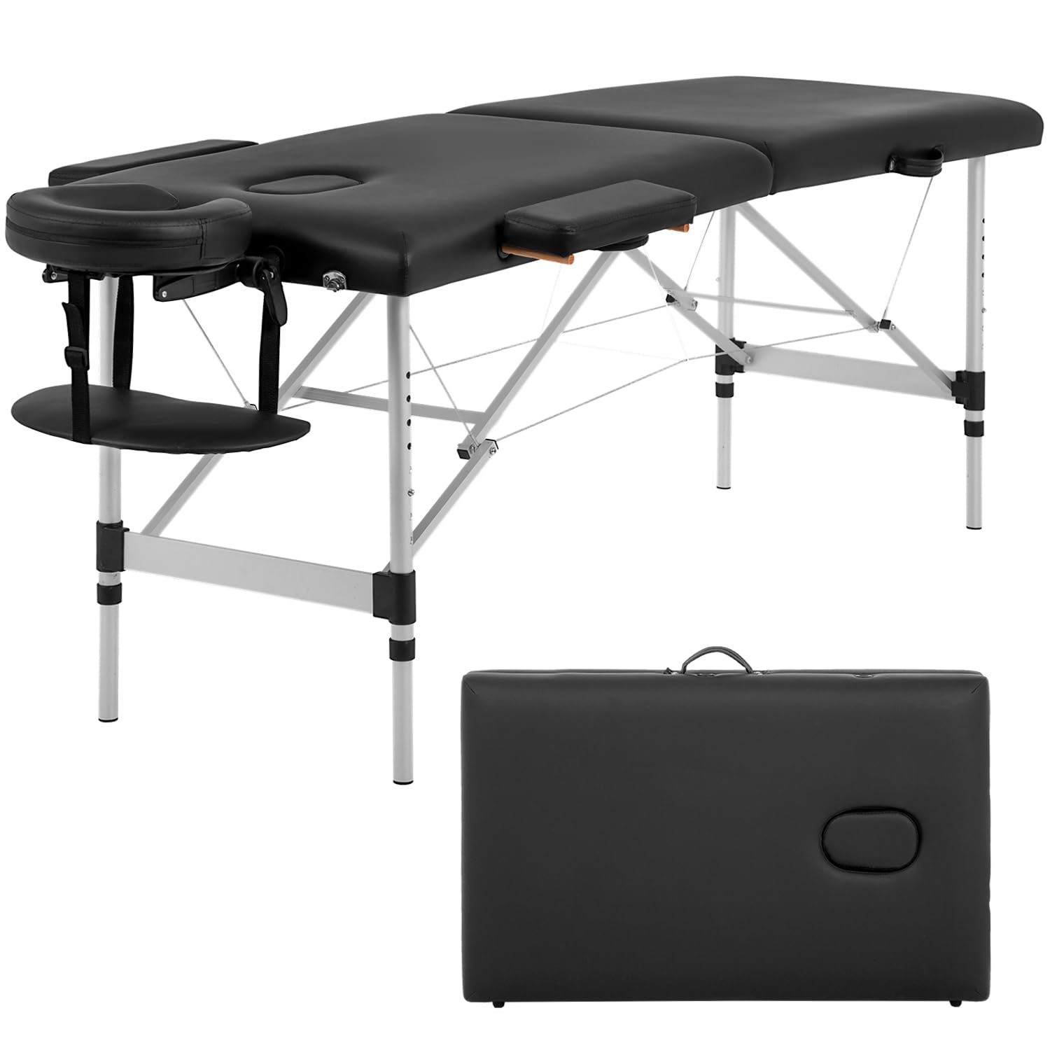 PayLessHere Massage Bed Portable Massage Table 2 Fold Lash Bed Aluminium Frame Spa Bed Height Adjustable Spa Table with Non-Woven Bag for Spa Footmassage Facial CareSpa Tattoo-image-23