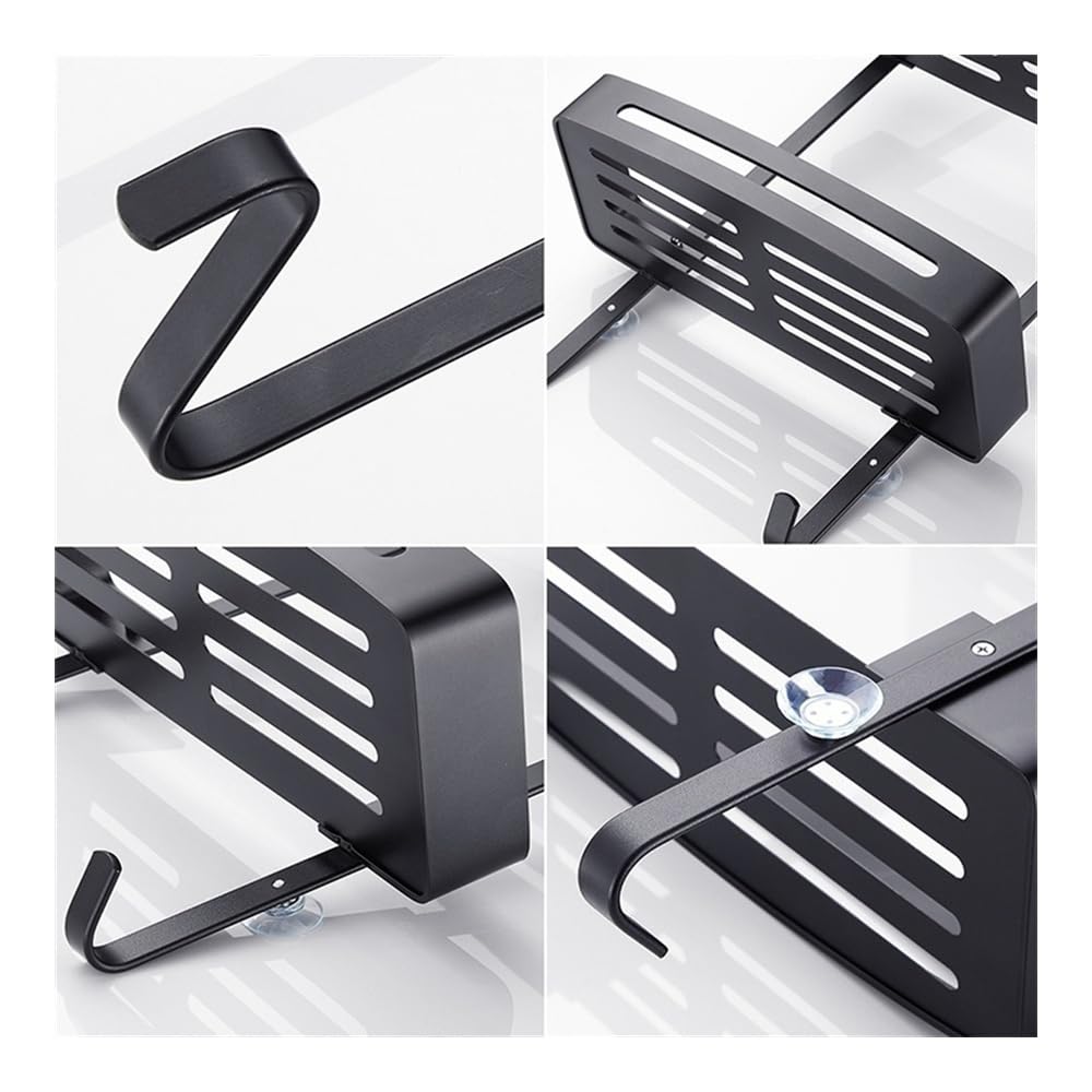 Mensola Doccia Mensola da Doccia sospesa, Organizer da Doccia a 3 Ripiani sopra la Porta con 8 Ganci, mensola da Doccia in Alluminio Senza Fori, Facile da installare Mensole Bagno(Silver)