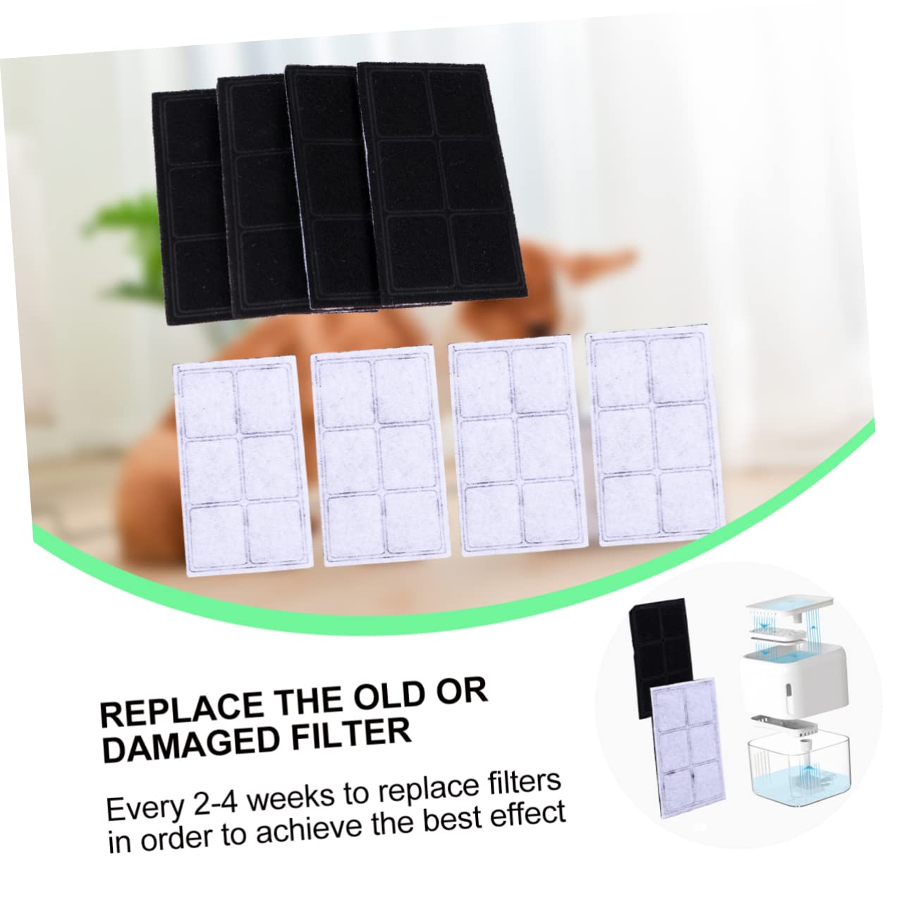 FRCOLOR 12 Piezas Elemento De Filtro Dispensador De Agua Pet Filtros De Fuentes De Agua para Gatos Mascota Y Filtro Fuente De Gato Cachorro Reemplazar Algodón De Carbón Activado
