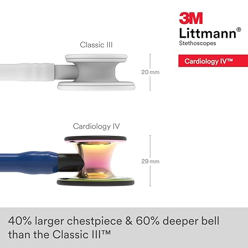 Miniatura 84 de 3M Littmann Cardiology IV - Estetoscopio de diagnóstico 6190, más de 2 veces más fuerte, pesa menos, pieza torácica y tallo de acero inoxidable