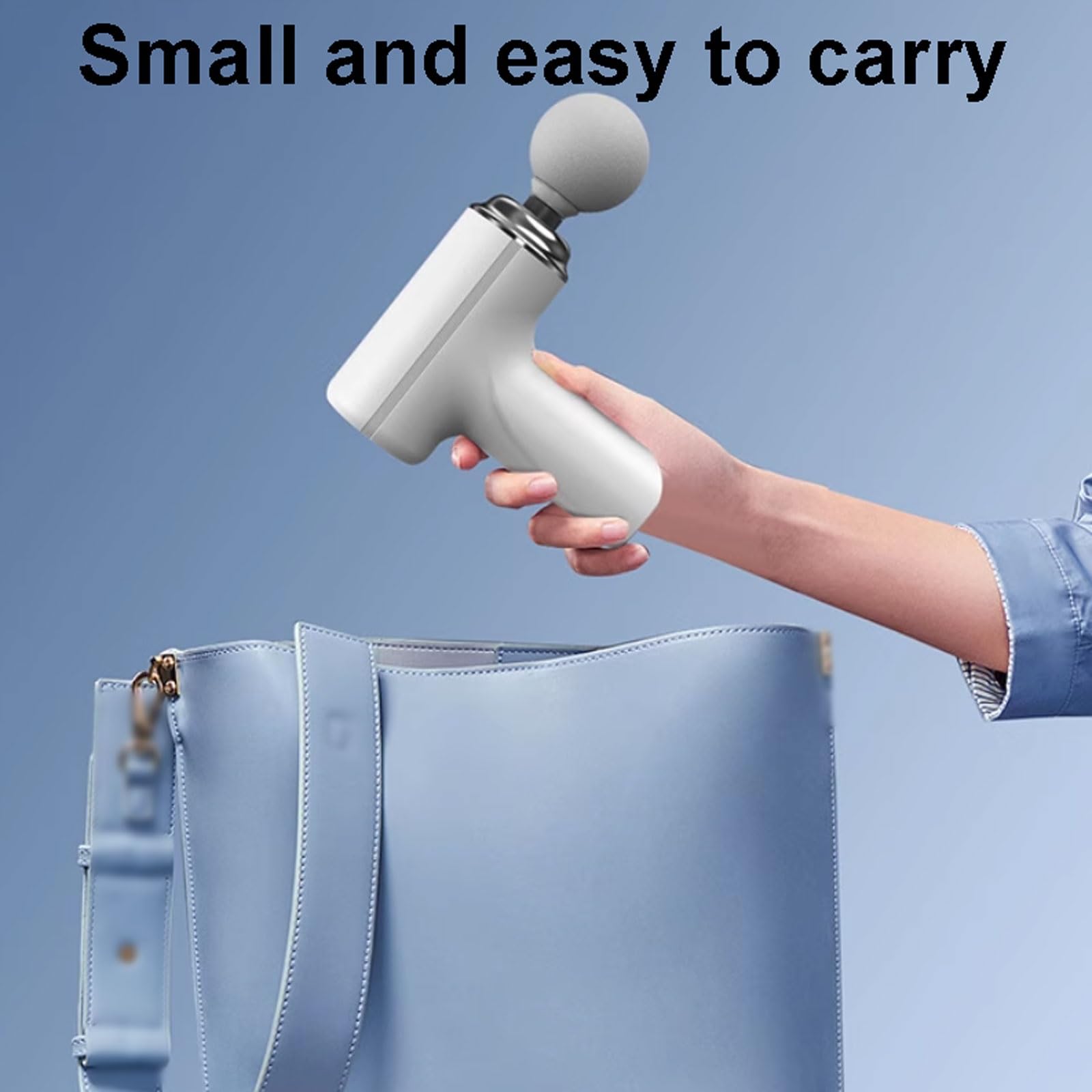 Muto Pistola for massaggi in plastica con 4 testine massaggianti, massaggiatore a percussione compatto, massaggiatore muscolare elettrico a percussione portatile compatto(Blauw)