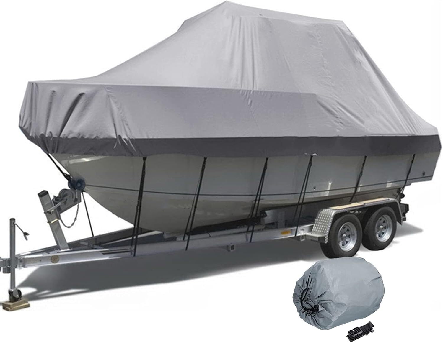 Housse de Protection for Grand Bateau remorquable, Tissu Oxford, Toit Rigide, imperméable, UV, Gris Housse de Protection(20-22FT)