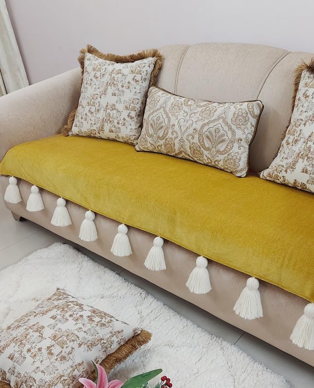 Mustard Sofa Cover White Tassels: Designer Premium Sofa Cover: Durable Sofa Throw, Wrinkle Free: Seat & Front Back Protection -Set of 3 Seat Covers- 6 Seater Sofa Cover Set (3+2+1 Seater) (B0BC4BQB9V) Amazon Price History, Amazon Price Tracker