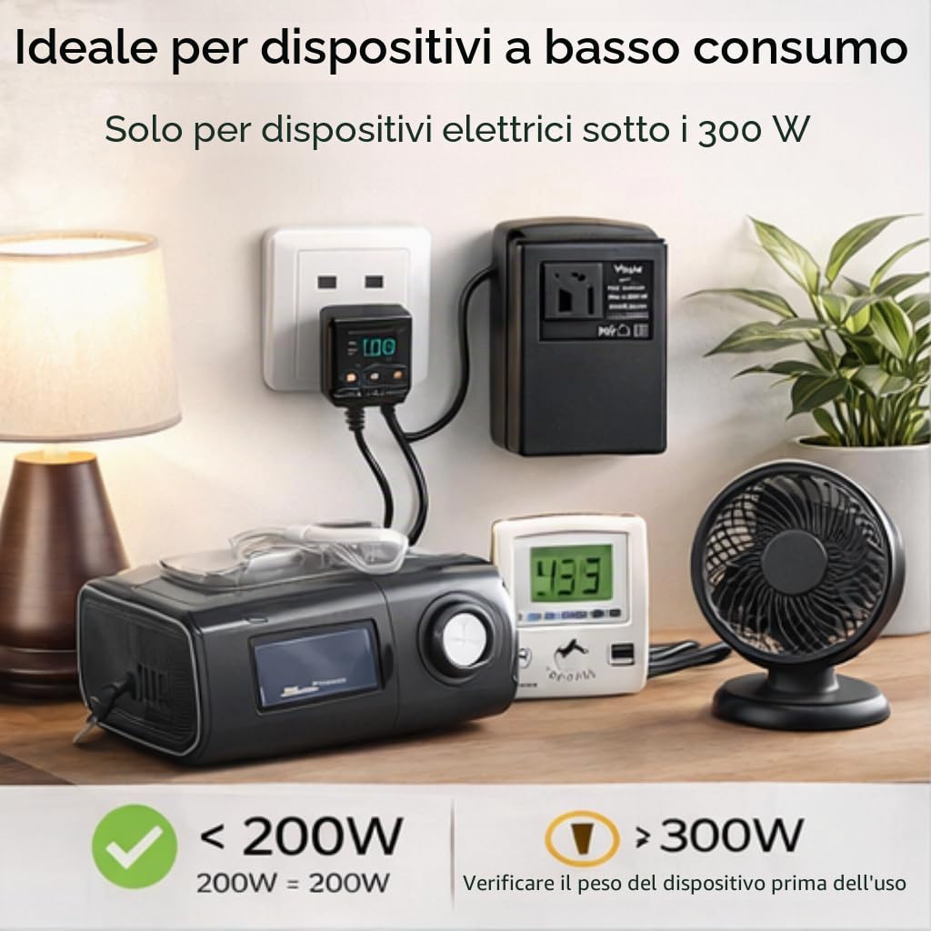 Convertitore per Spina Europea CA 220 V 240 V a 110 V Adattatore per Spina Europea 120 V Convertitore di Tensione per Trasformatore di Alimentazione 300 W Convertitore
