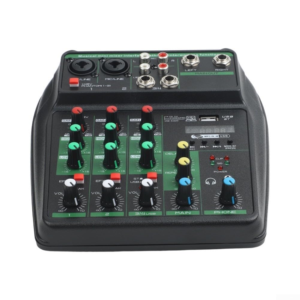 Mixer audio professionale a 4 canali XLR TRS (verde)