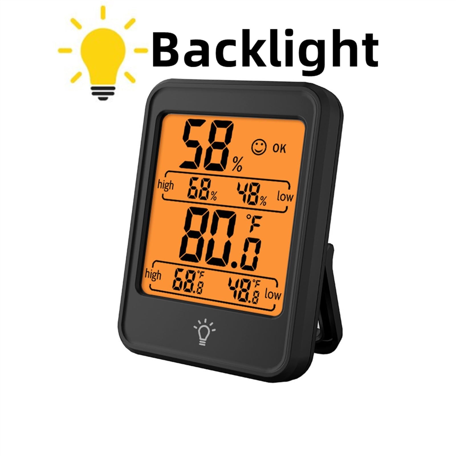 Misuratore di umidità della Temperatura Stanza Interna con termometro igrometro Digitale LCD Grandi Dimensioni(Mc41-black-backlight)
