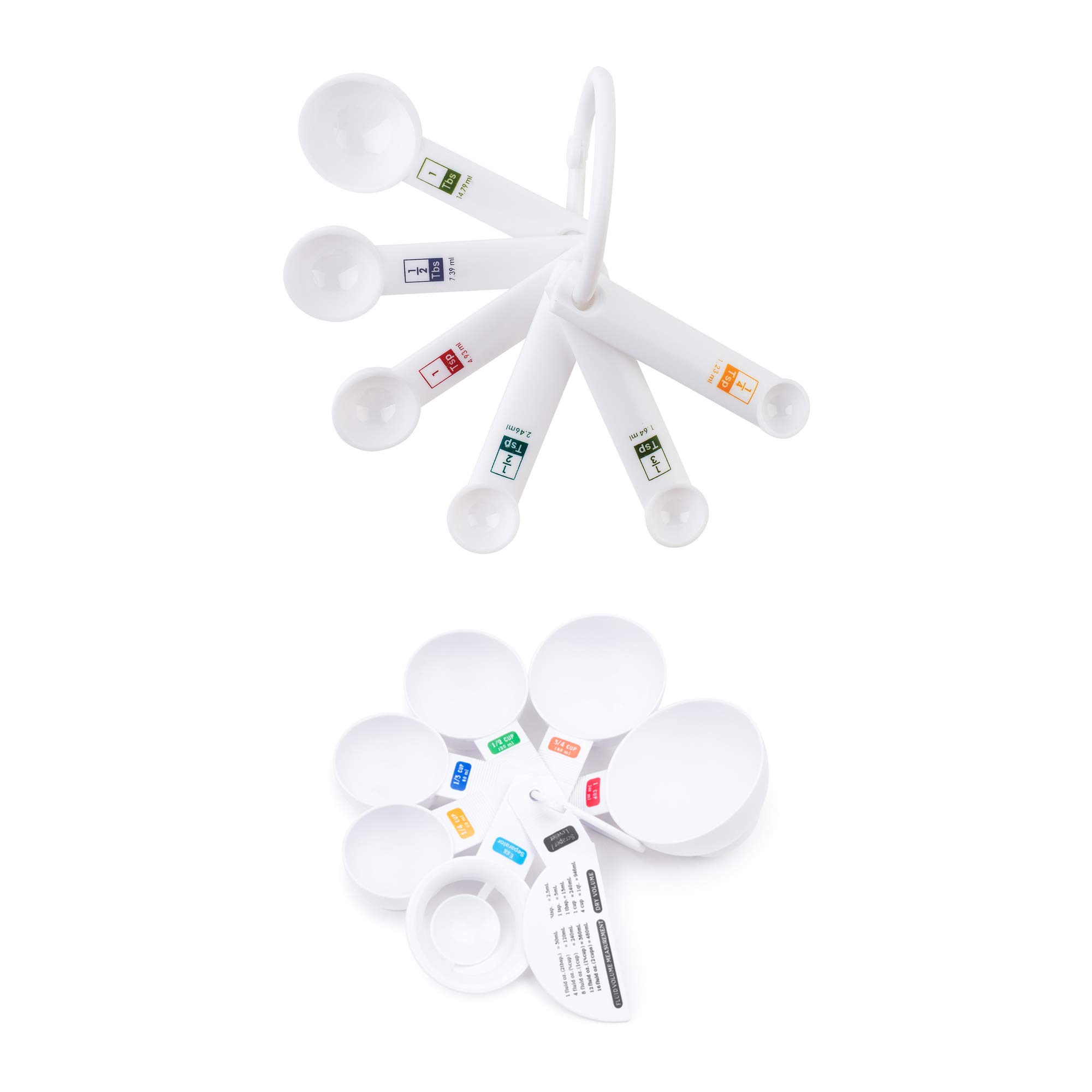 Fox Run 13-Piece Complete Measuring Cup and Spoon Set, with Egg Separator and Leveler, Set of 2, White