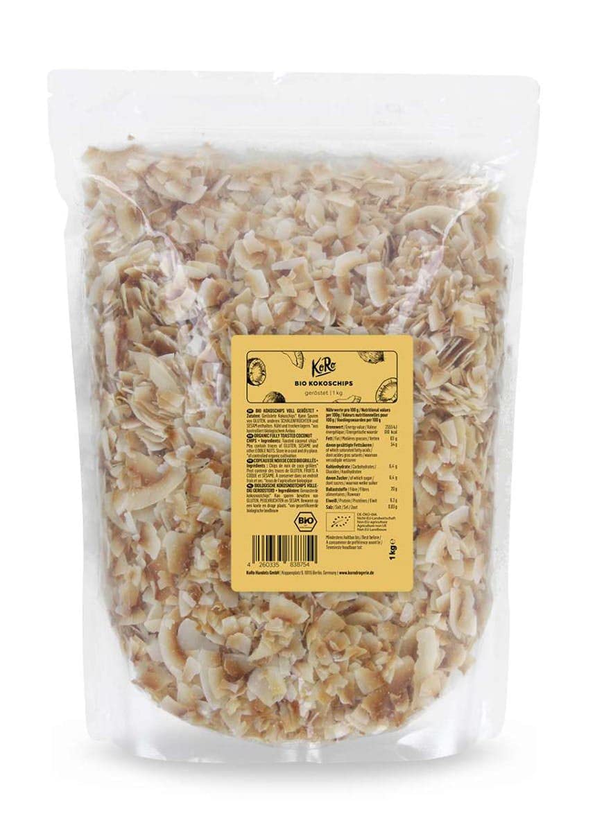 KoRo - Chips di cocco tostate bio - confezione convenienza - delizioso aroma tostato - versatili e gustose