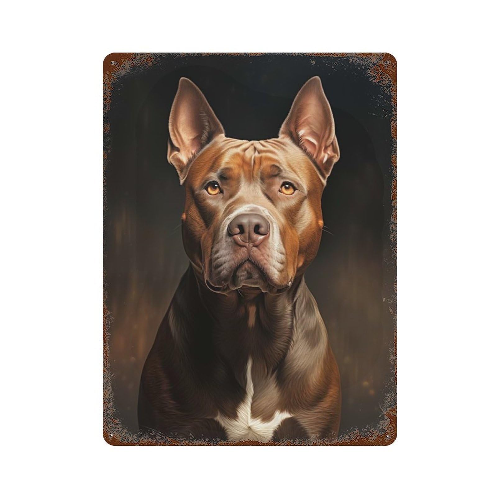 Pit Bull Portrait Retro Metal Sign 15.7"x11.8", Shabby Chic Decor for Garage, Pub Or Kitchen
