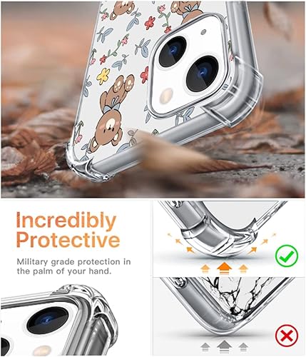 Miniatura 3 de Funda para teléfono compatible con iPhone 13 Pro, funda transparente con diseño de animales de dibujos animados para niñas y mujeres, lindo oso