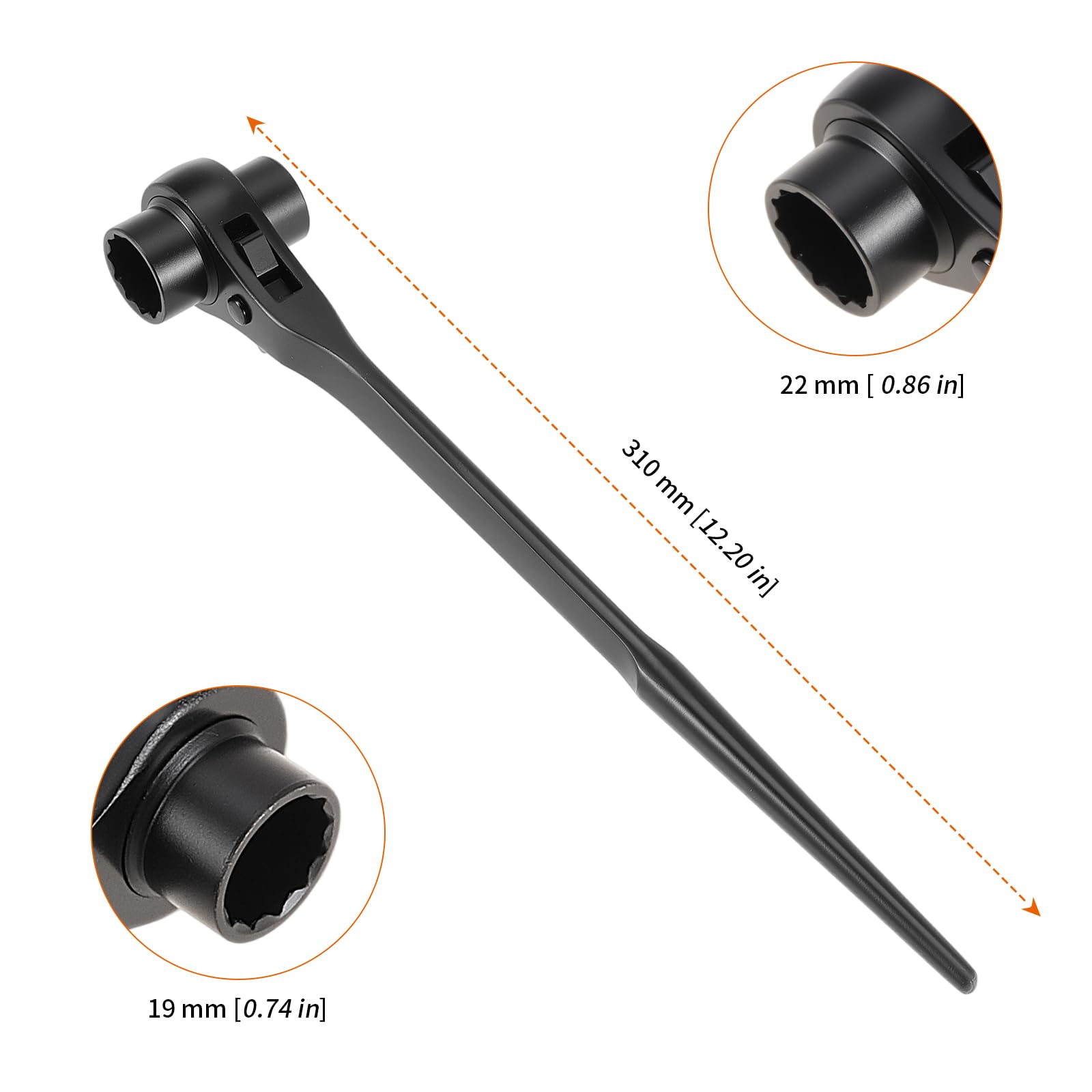 UNGFEI 2 Pack 19mm x 22mm Ratchet Scaffold Podger Spanner Quick Release Tool Wrench for Steel Structure & Car Repair - Image 2