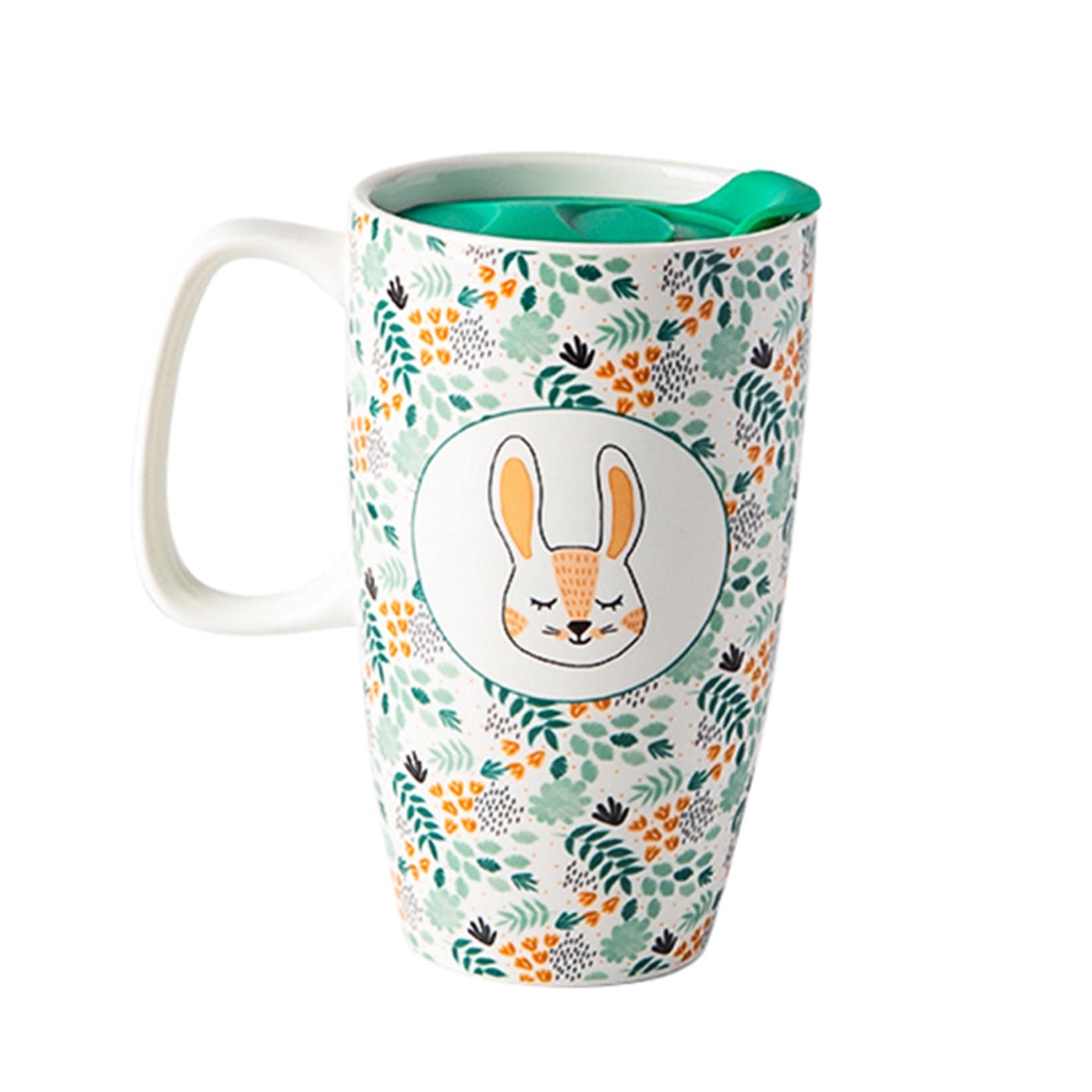Ceramiczny kubek duży kubek do kawy, wysoki kubek podróżny, porcelana, filiżanka do herbaty latte, filiżanka z pokrywką 20 oz – piękny wybór na prezent ślubny lub prezent walentynkowy, zielony, 600 ml