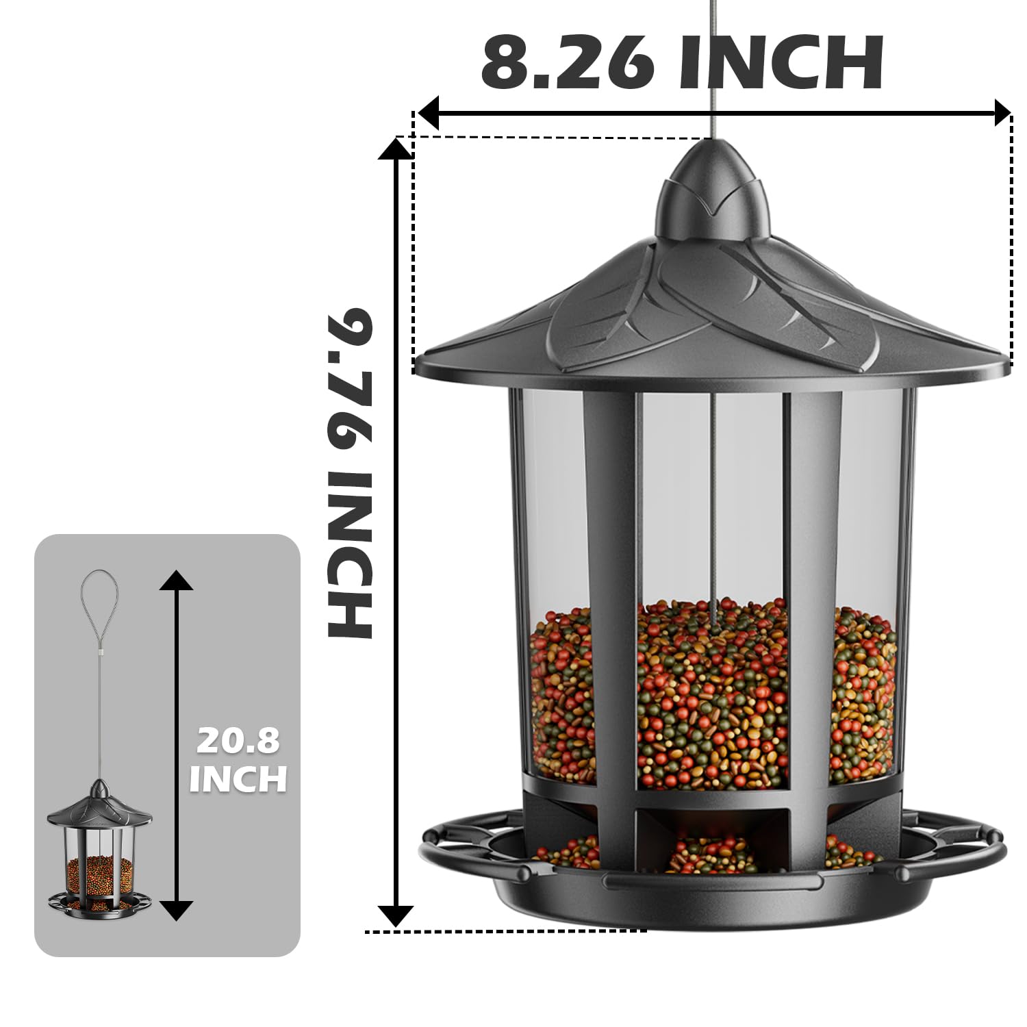 Birdream Paquete de 2 comederos para pájaros para colgar al aire libre, requiere montaje, fácil instalación en 1 minuto, encantador diseño de castillo, atrae a cardenales, jilgueros y gorriones, color