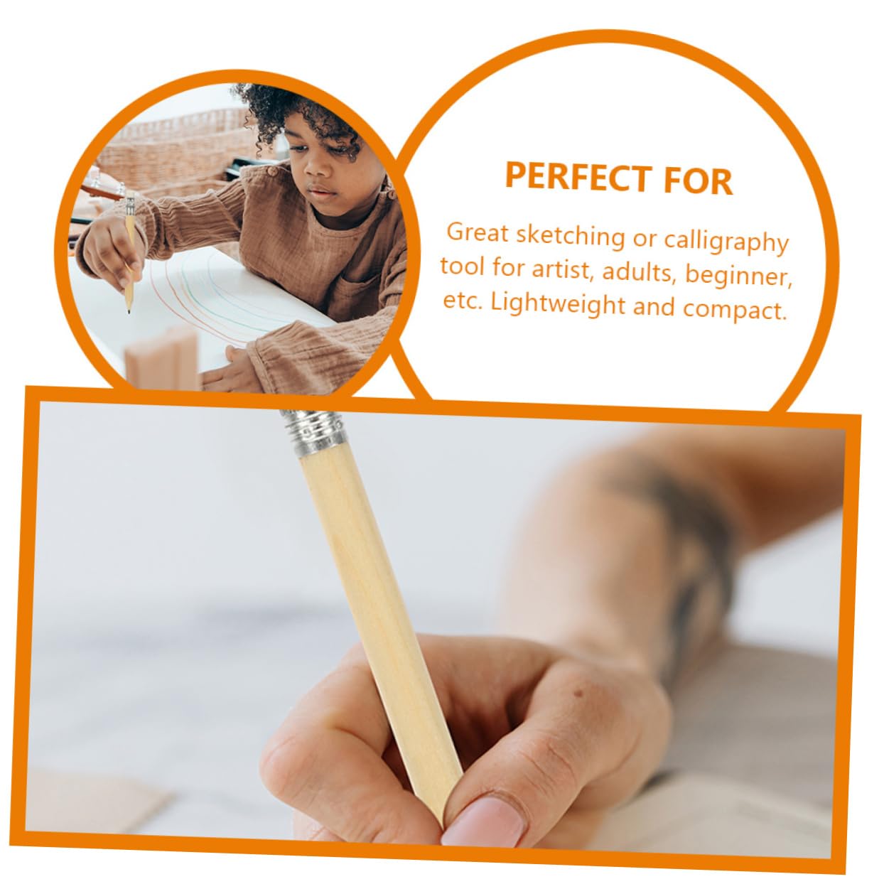 DOITOOL 3 Sätze Mini Bleistifte Mit Radiergummi Kurze Holzbleistifte Für Zeichnungen Golf Und Kreative Projekte Leicht Ergonomisch Für Künstler 100 Stück * 3