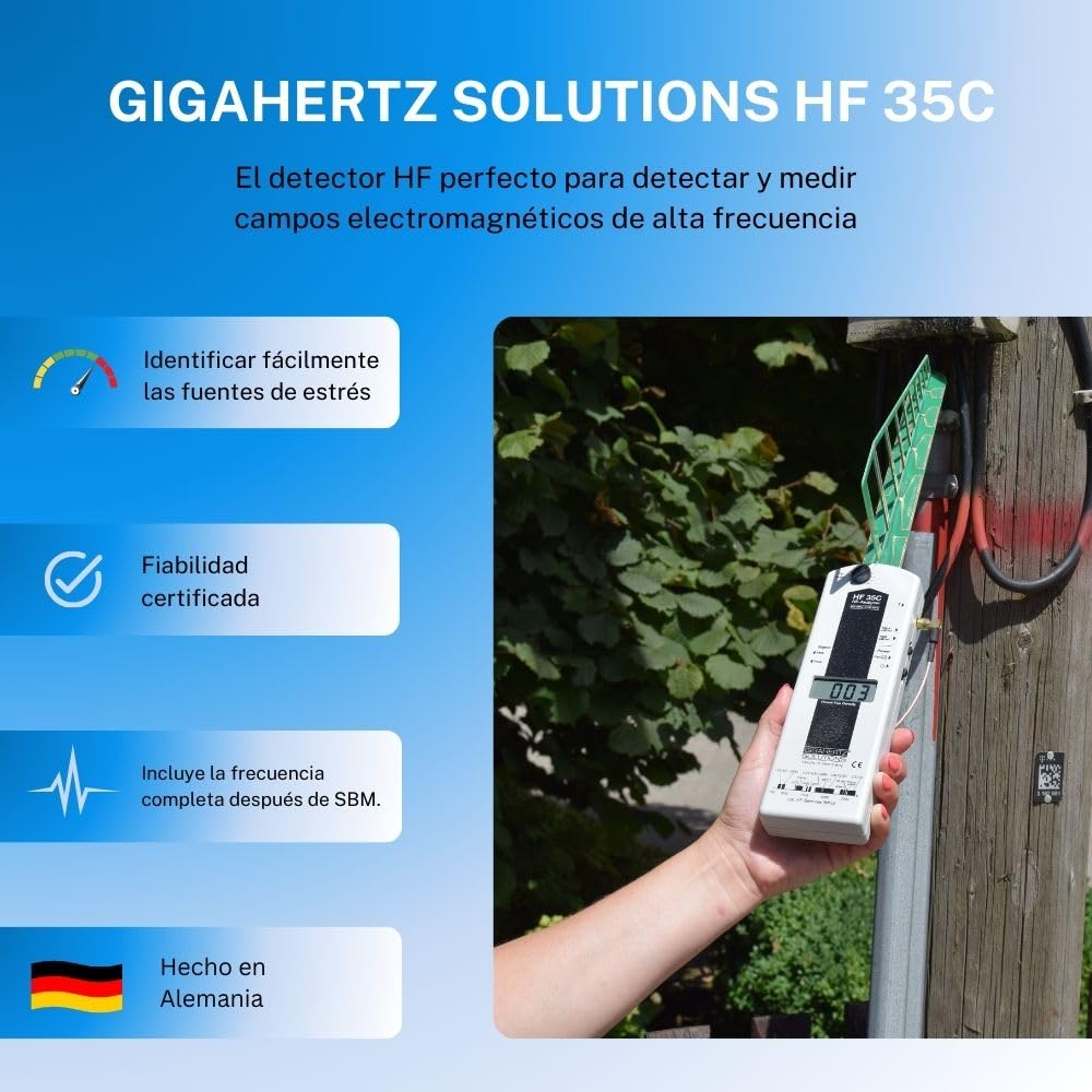 Gigahertz Solutions HF35C | Medidor avanzado de electrosmog para la detección de radiaciones de Alta frecuencia (800 MHz - 2,7 GHz)