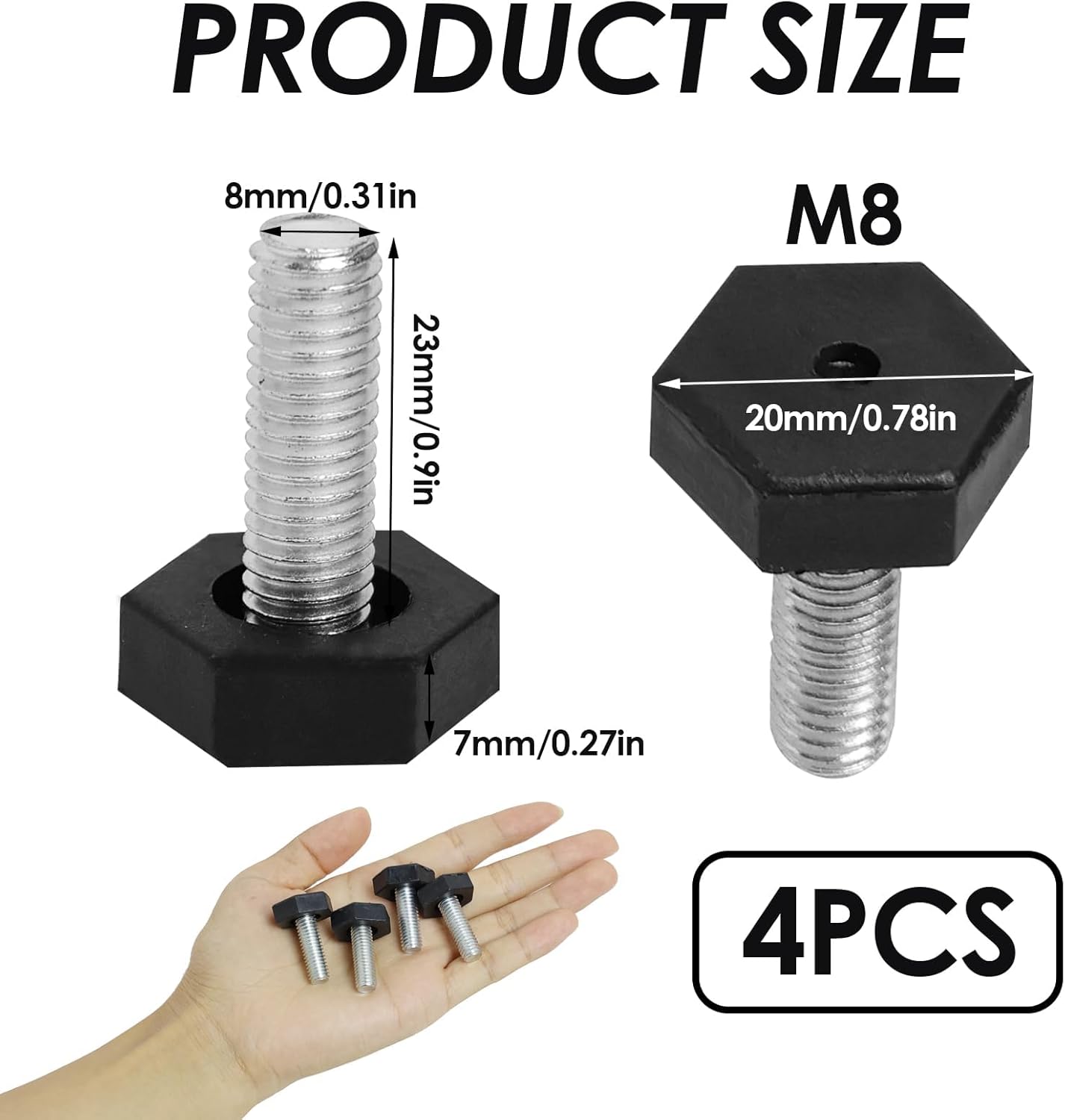 brileze 4Pcs Furniture Feet M8 X 25mm Adjustable Levelling Feet Hexagon Table Legs Thread Screw on Foot Furniture Levelers for Furniture, Table, Sofa, Chair, Black 3 61zEtDhG
