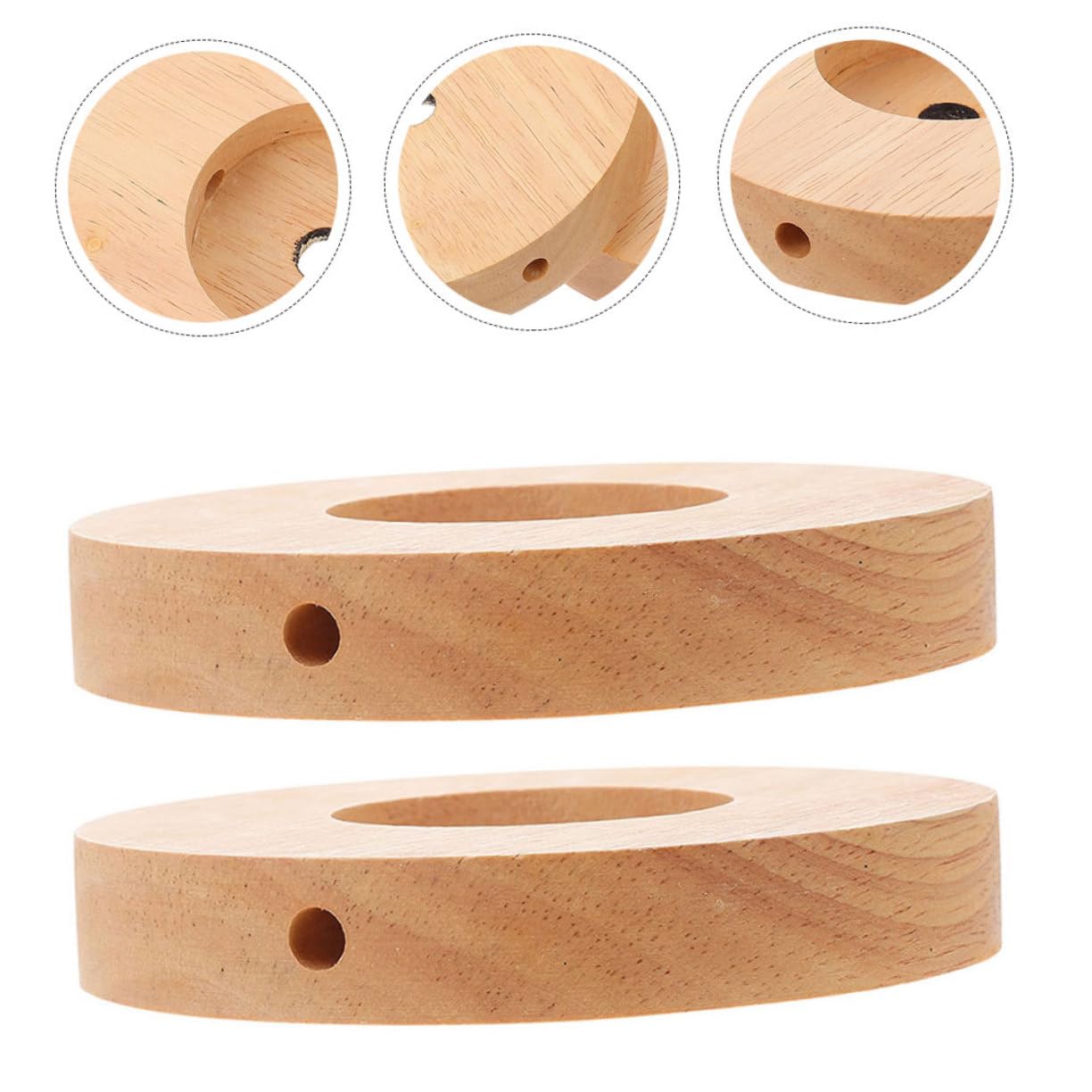 Uonlytech Pieds De Lampe En Bois Massif 3 Pièces Bases De Lampe De Table Rondes Pour De Nuit Accessoires Pour Salon Chambre Bureau