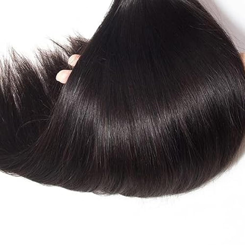 Straight Bundles Human Hair Menschliches Haar Human Hair Extensions Echthaar Tressen Natural Black 50g/PC 150G Double Weft for Women 3 Bündel 22 24 26 Zoll